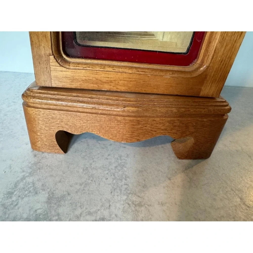 Vintage Wooden Jewelry Box Glass Door Floral Inlay Armoire‎ Style